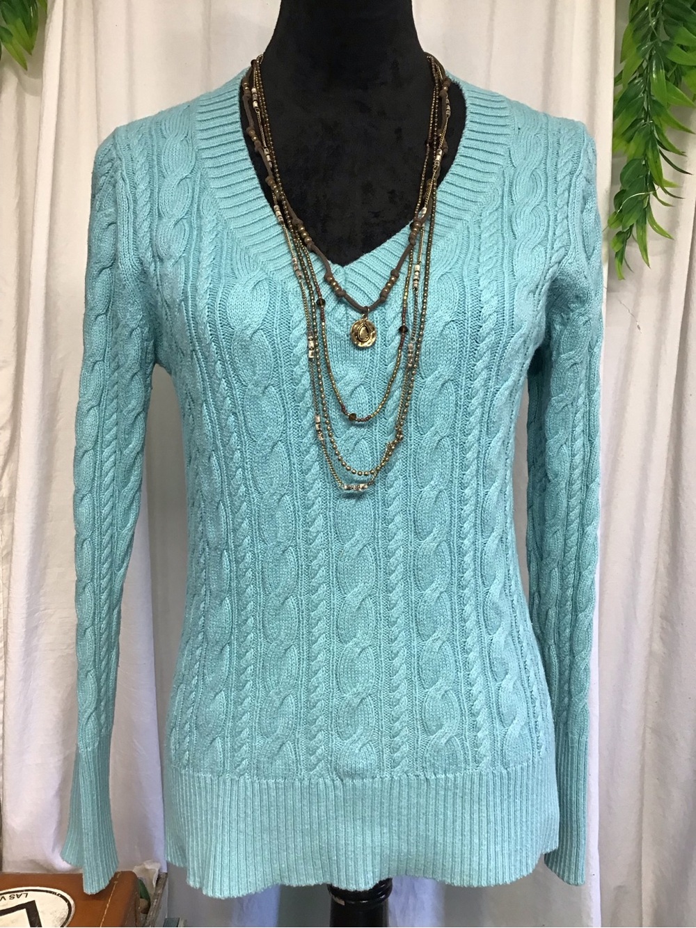 jcpenney Aqua Cable-Knit V-Neck Sweater